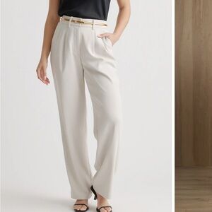 Stretch Crepe Pleated Wide Leg Pants Quince